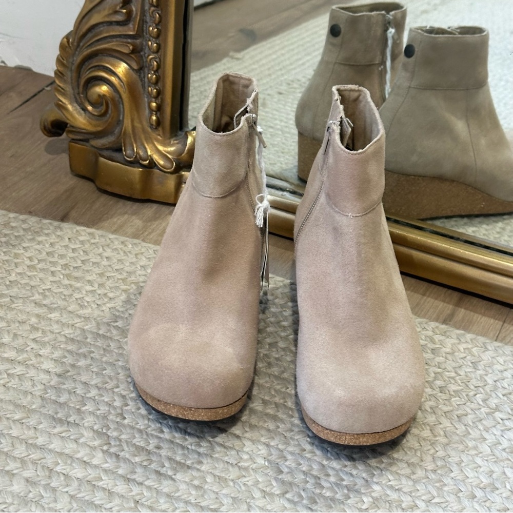NEW Birkenstock Ebba Suede Leather Wedge Boot Warm Sand NWT - Picture 4 of 7